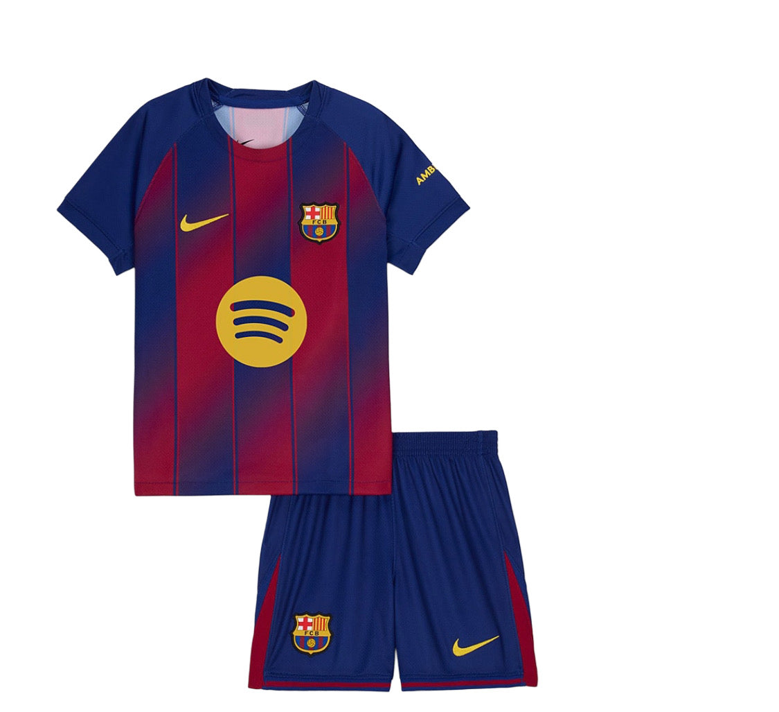 KIDS : FC Barcelona 2025/26 Home Kit (Shirt + Shorts)